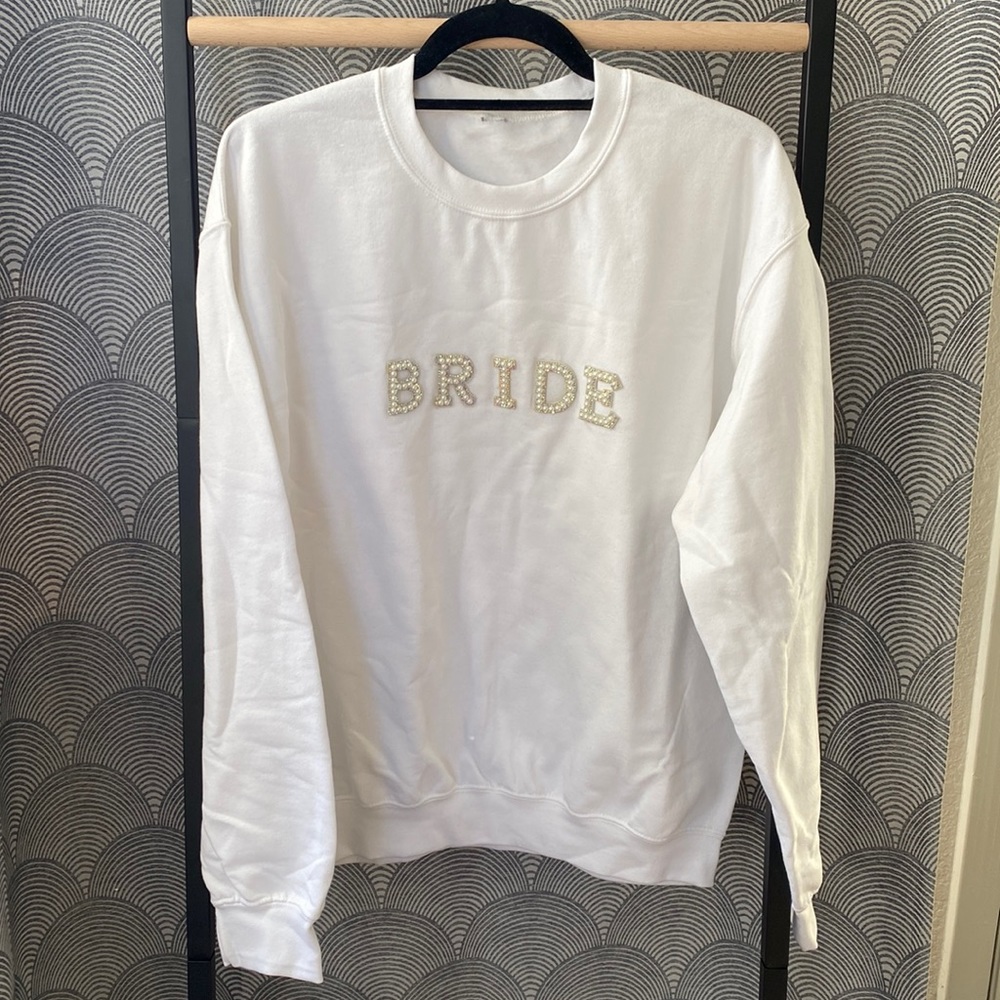 Bride Pearl Bling White Sweatshirt